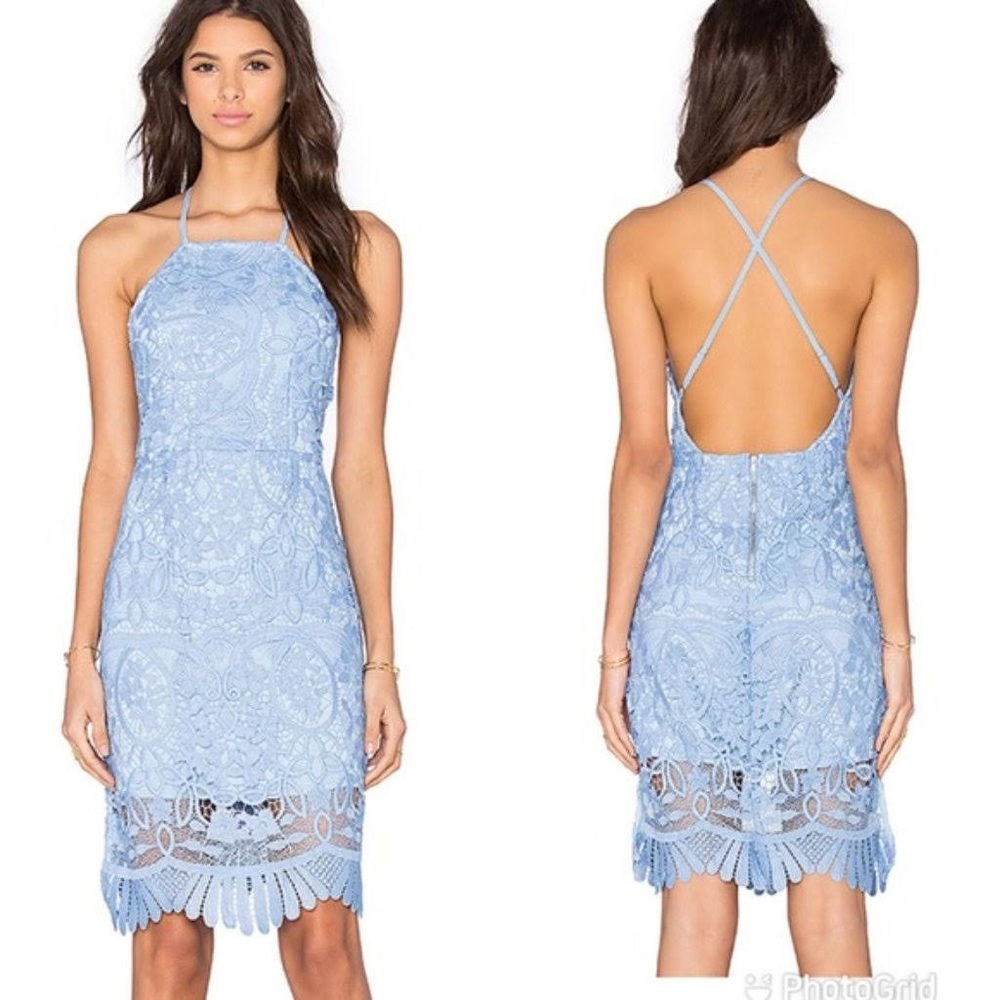 Lovers + Friends | Lace Midi Nina Dress in Blue Size Small S